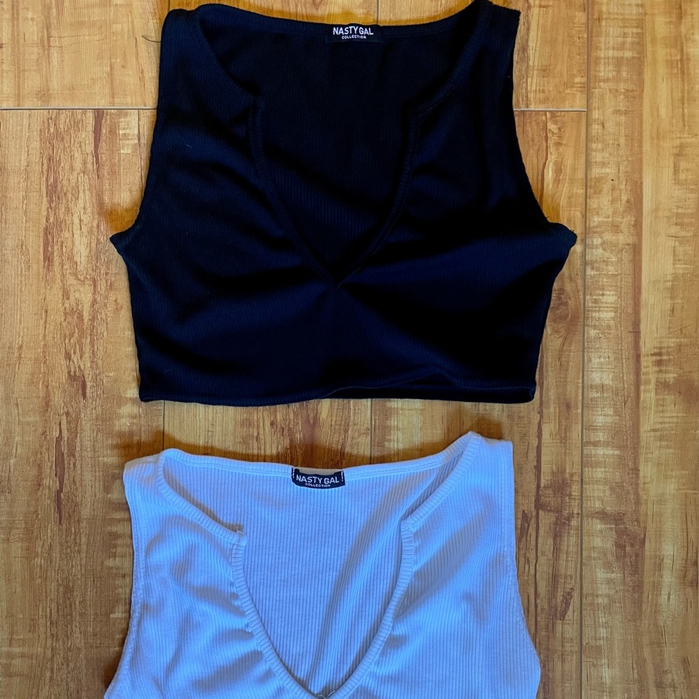 Nasty Gal Tank crop tops- black & white never worn